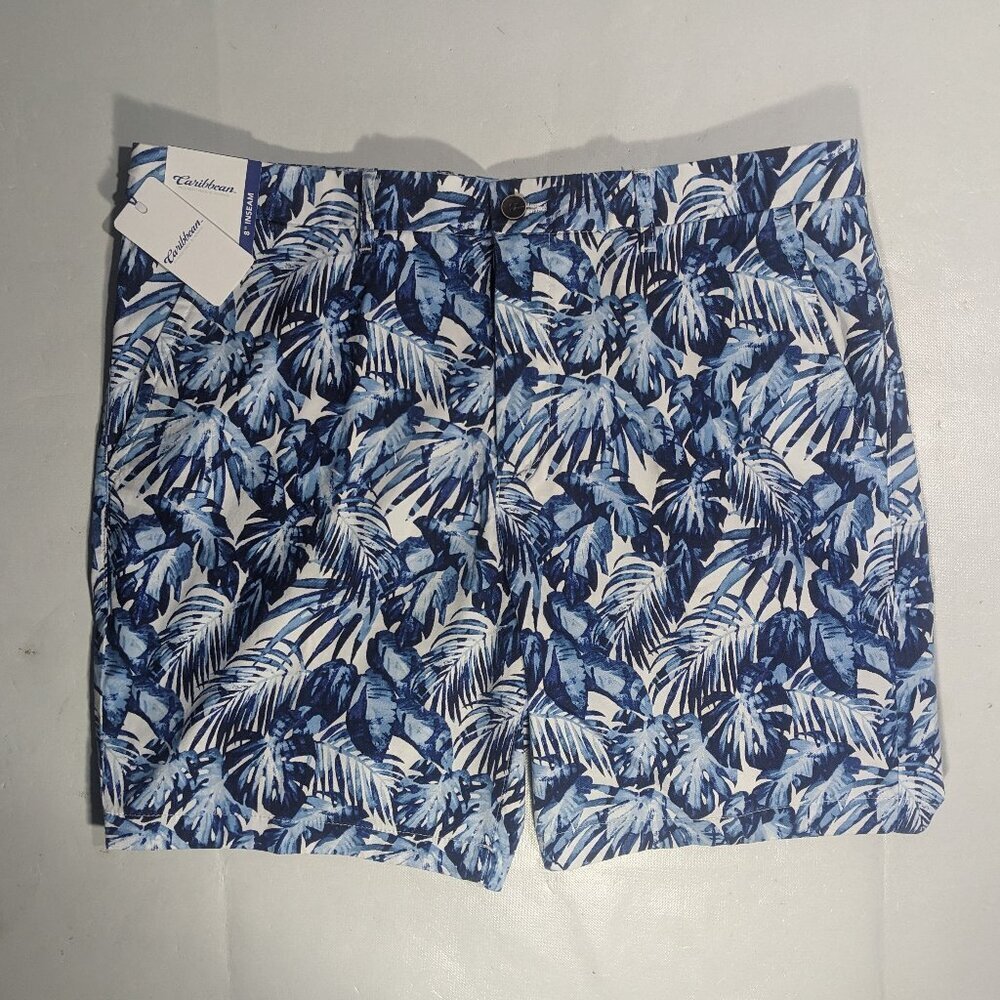 NEW Men's R&Y Caribbean Chino Shorts 8"I Stretch Lyocell Bld Blue Floral